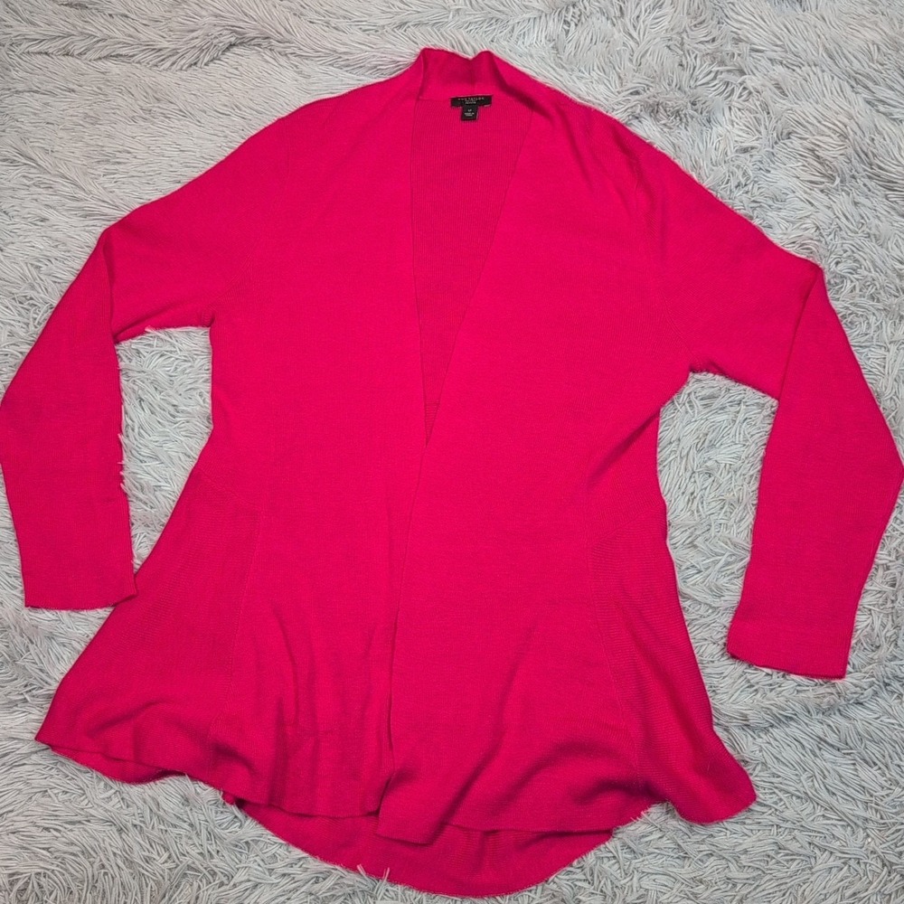 Ann Taylor Sweater Womens L Petite Cardigan Open Front Comfort Preppy Soft